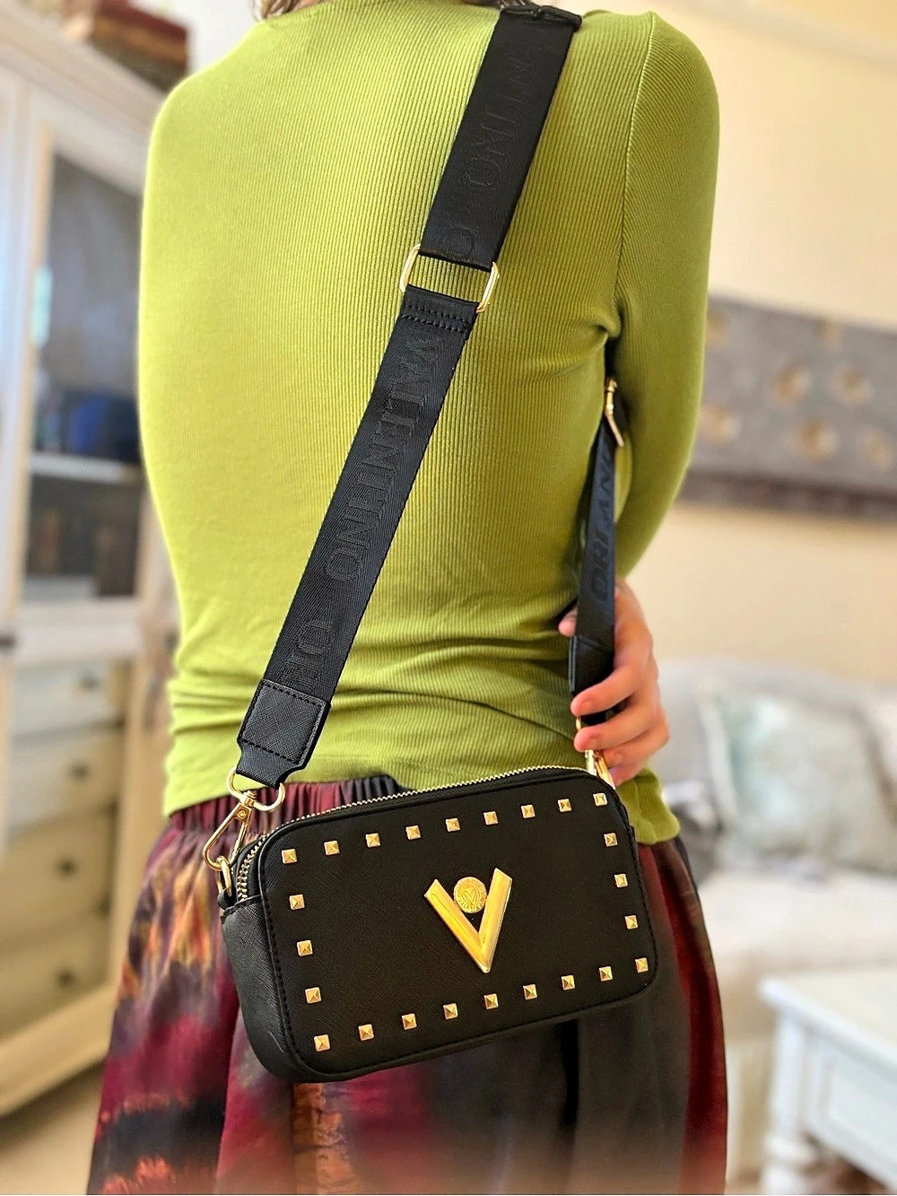 Studded Crossbody Bag in Black